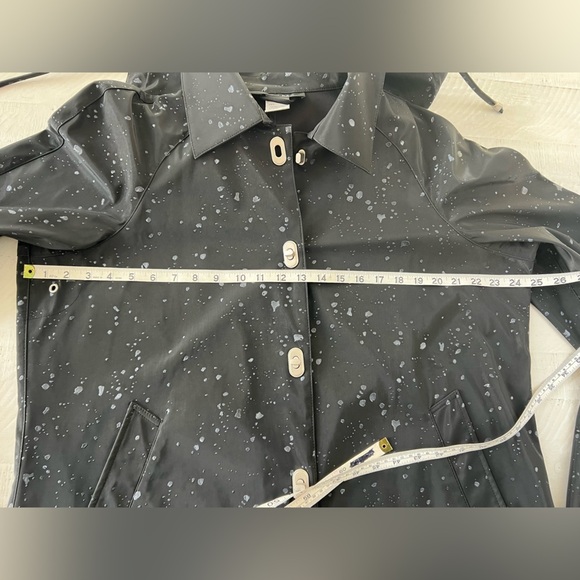 Women’s MYCRA PAC Raindrops Charcoal/black Rain coat with hood in size XL - Picture 6 of 11